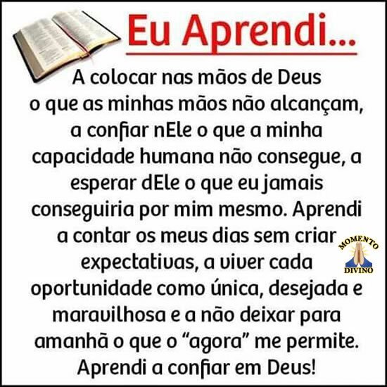 Aprendi a confiar em Deus