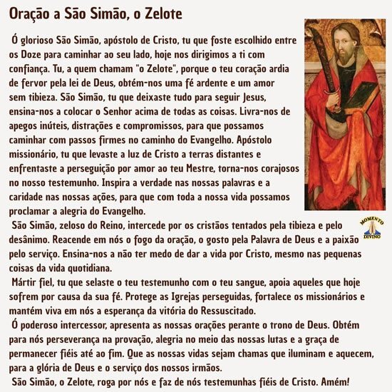Oração a São Simão, o Zelote