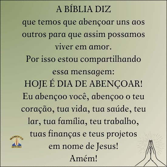 Hoje é dia de abençoar
