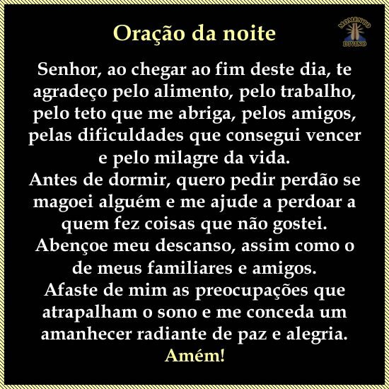 ORAÇÃO DA NOITE-25 DE AGOSTO 