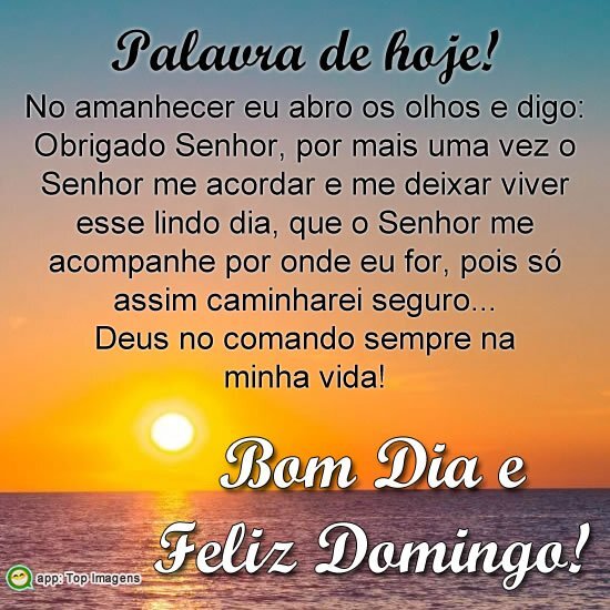 Bom dia e feliz domingo